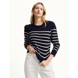 Goop G. The Label Sailor Navy and White Striped Merino Wool Sweater
